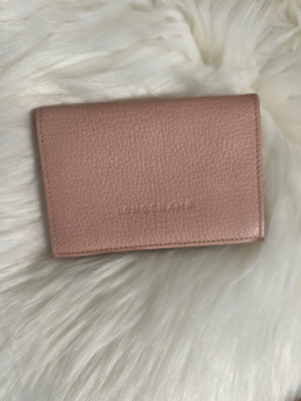 Longchamp Le Foulonne small bi fold wallet card holder pink
